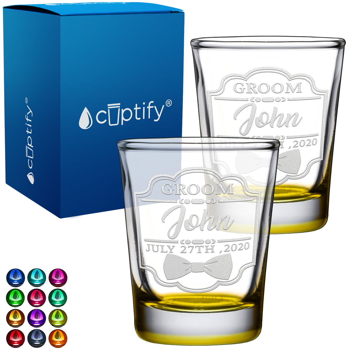 Personalized Groom 2oz Shot Glasses - Set of 2