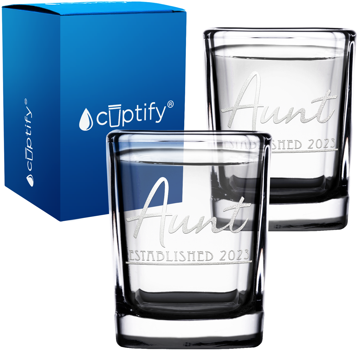 Aunt Established 2oz Square Shot Glasses - Set of 2
