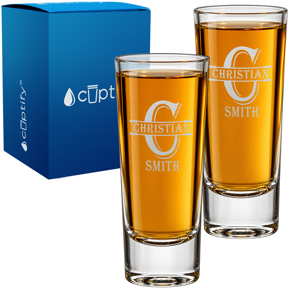 Personalized Initial Block Whiskey Glass