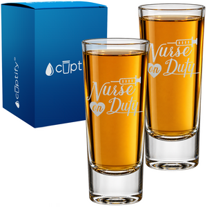 Nurse on Duty on 2oz Tall Shot Glass - Set of Two