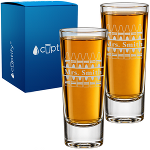 Personalized Teacher Cayons 2oz Tall Shot Glass - Set of Two