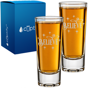 Believe on 2oz Tall Shot Glass - Set of Two