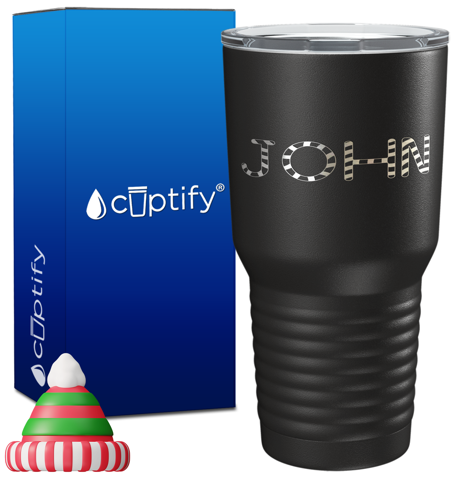Personalized Candy Canes Christmas Font on 30oz Tumbler