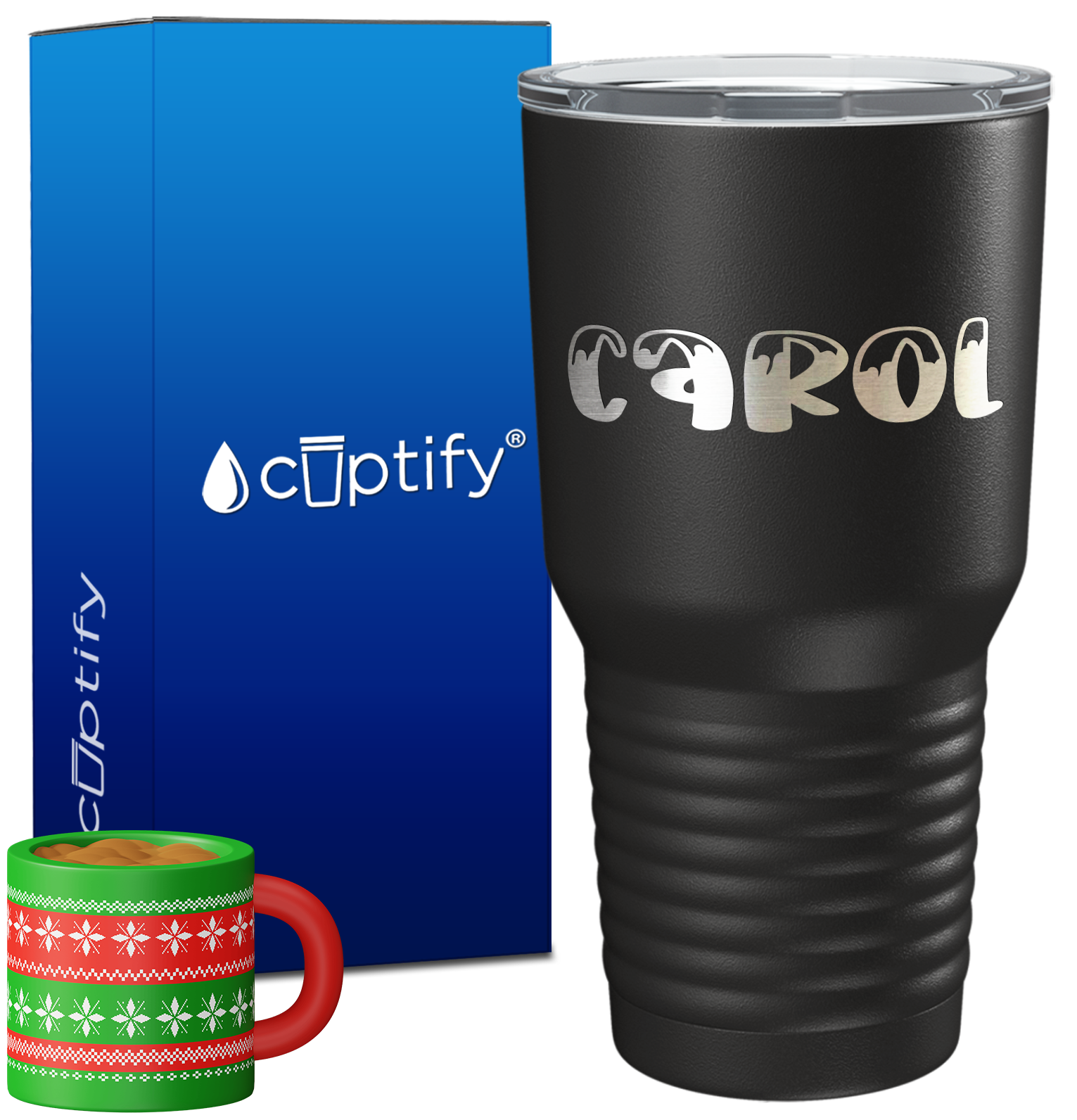 Personalized Frosty Christmas Font on 30oz Tumbler