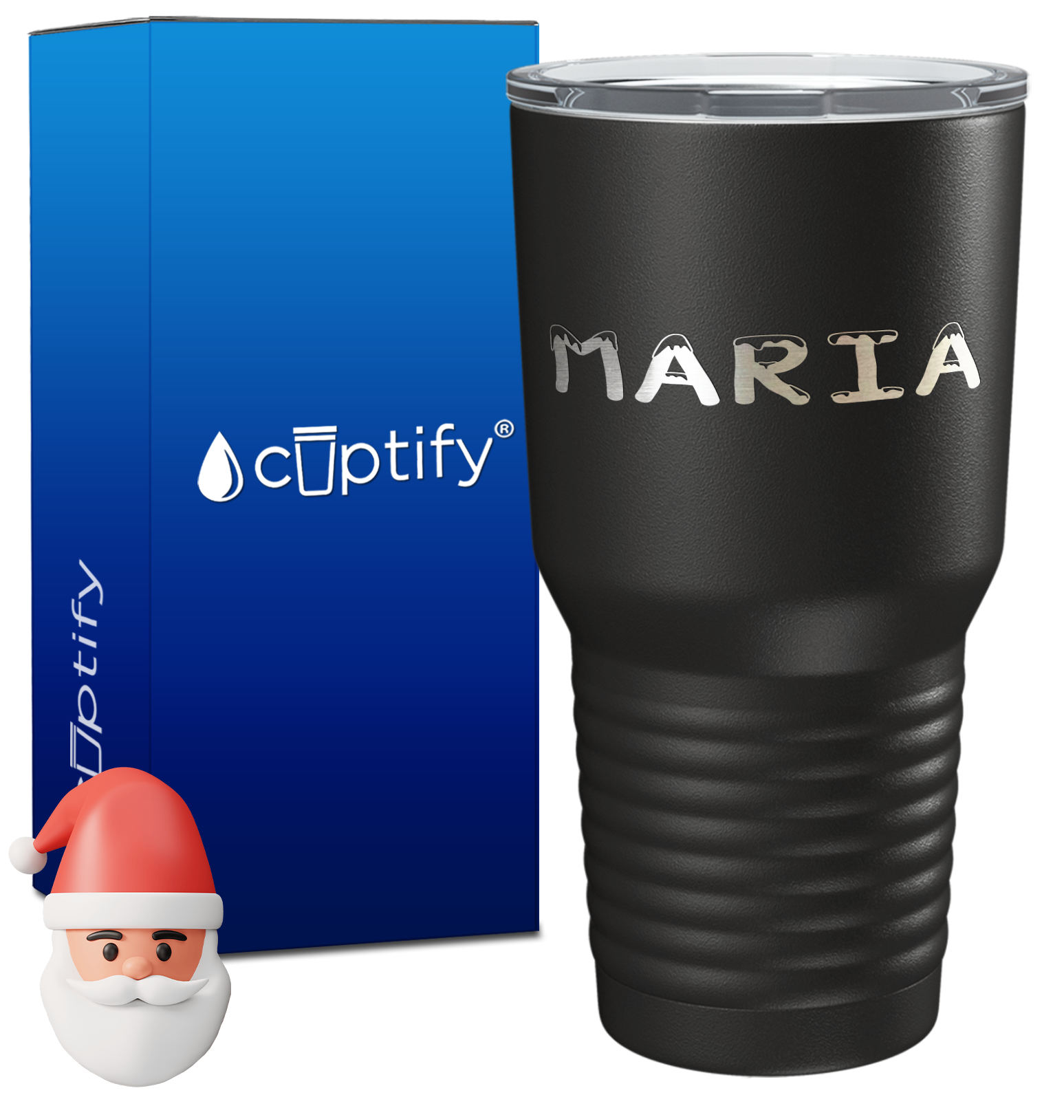 Personalized Snowy Christmas Font on 30oz Tumbler
