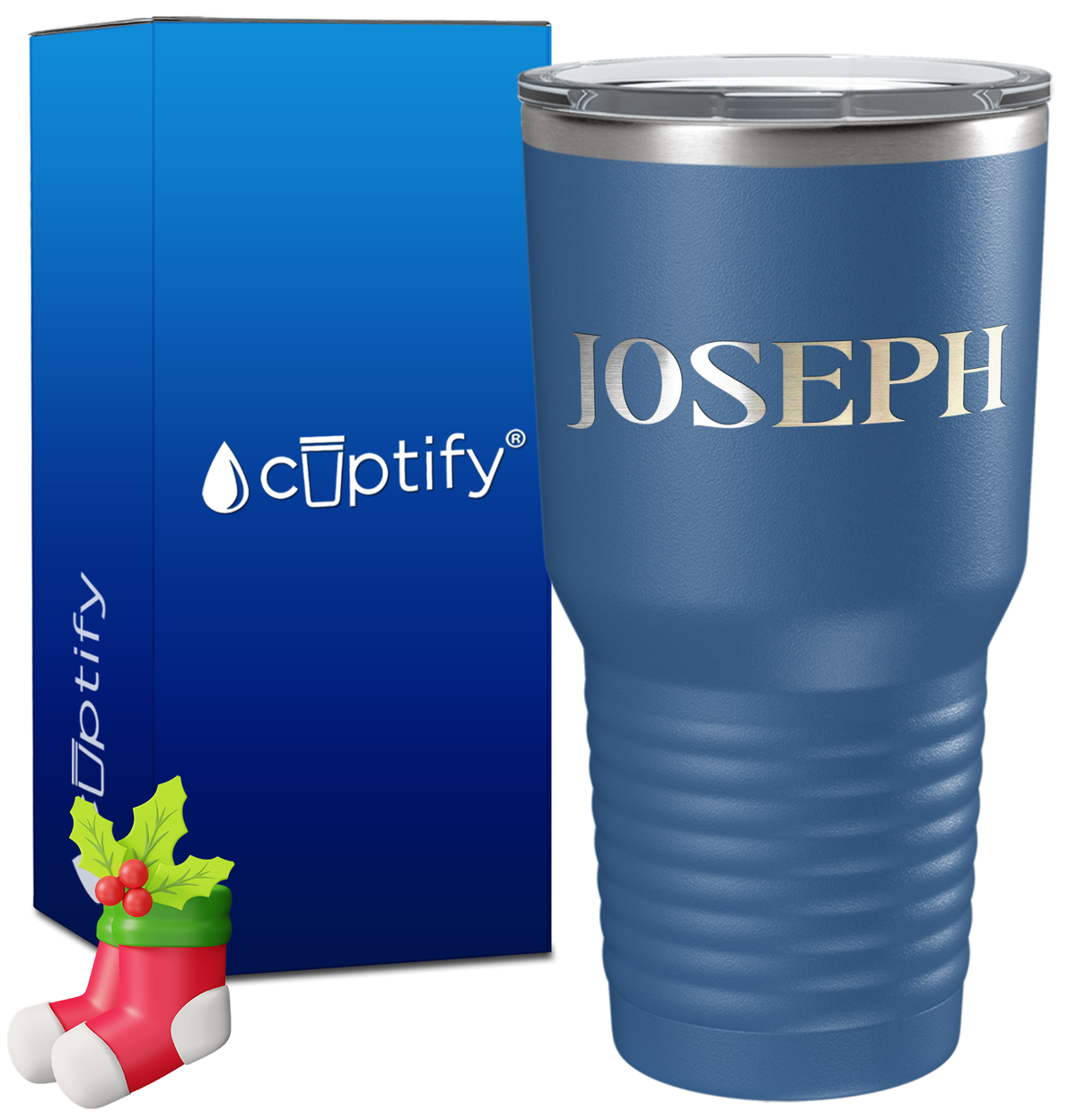 Personalized Merry Christmas Font on 30oz Tumbler