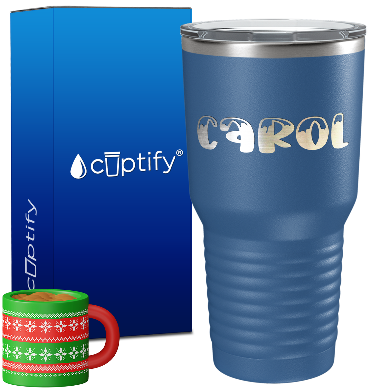 Personalized Frosty Christmas Font on 30oz Tumbler