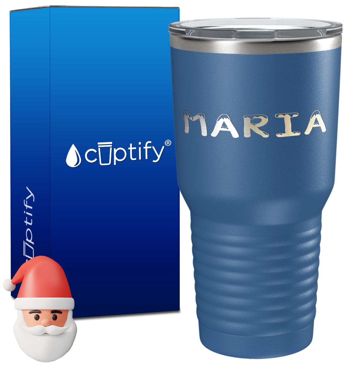 Personalized Snowy Christmas Font on 30oz Tumbler