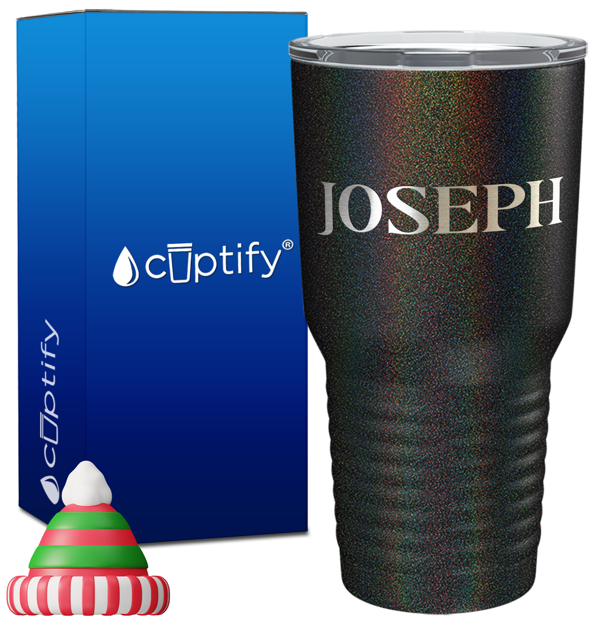 Personalized Merry Christmas Font on 30oz Tumbler