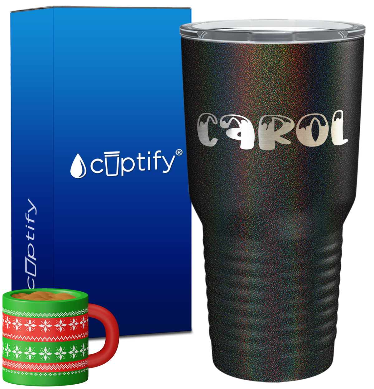 Personalized Frosty Christmas Font on 30oz Tumbler