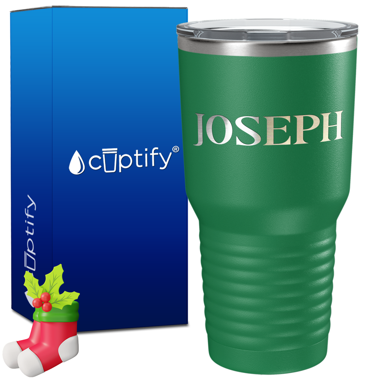 Personalized Merry Christmas Font on 30oz Tumbler