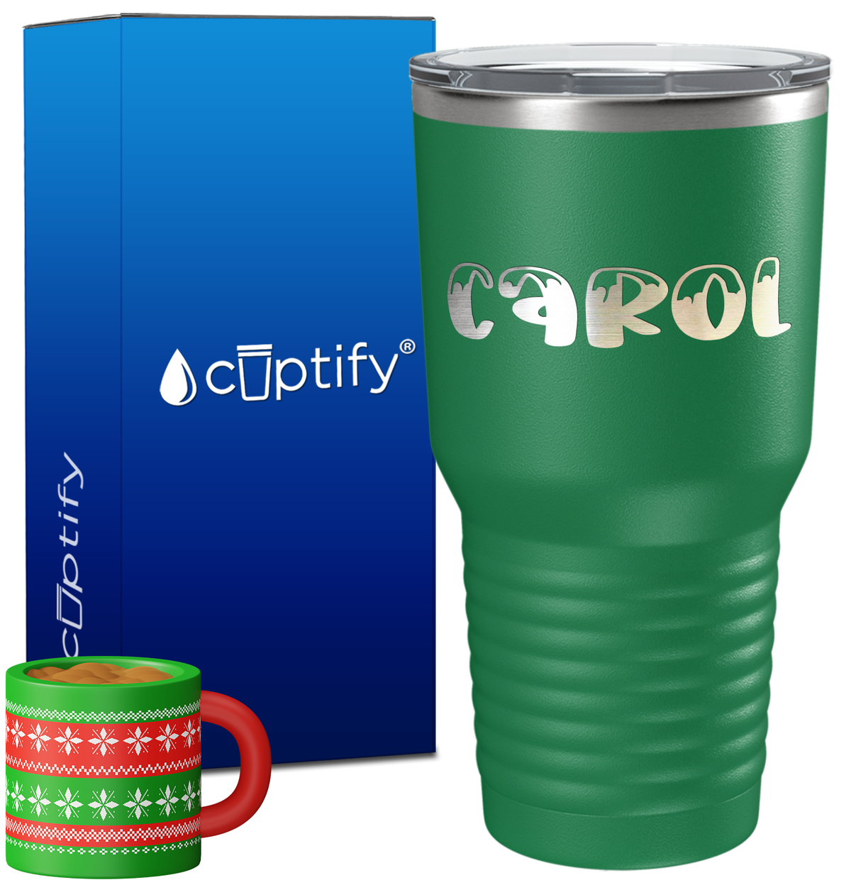 Personalized Frosty Christmas Font on 30oz Tumbler