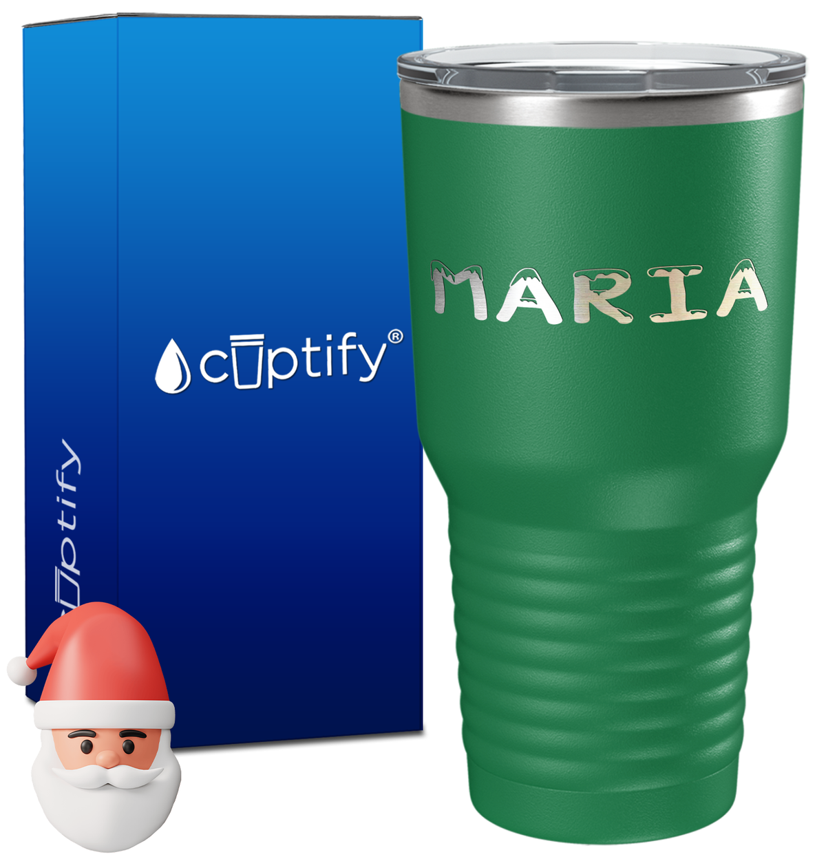 Personalized Snowy Christmas Font on 30oz Tumbler