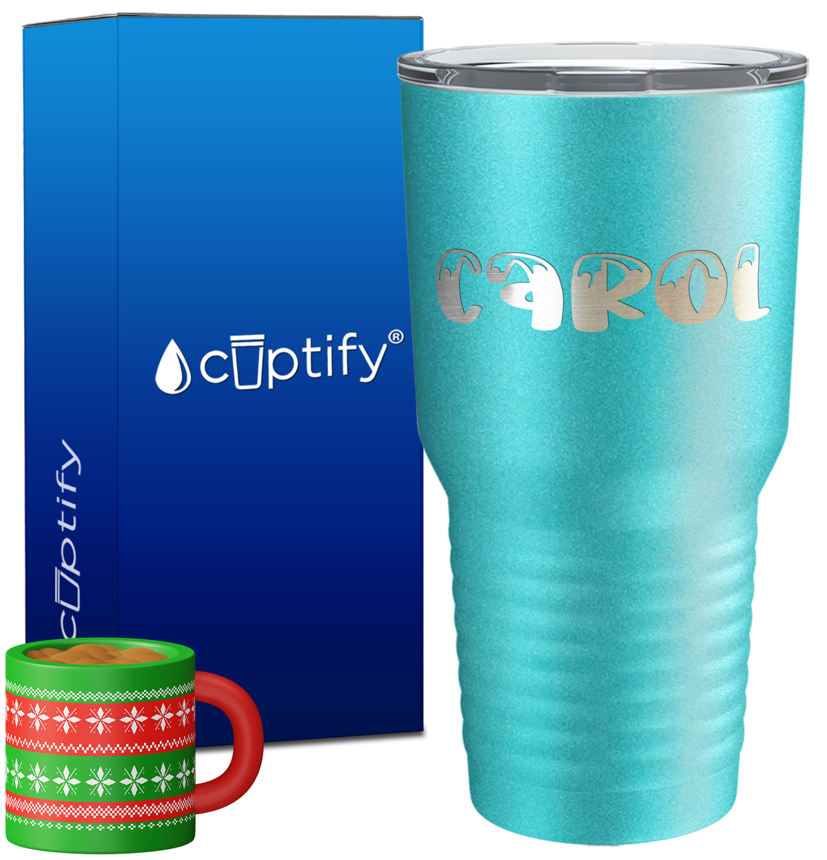 Personalized Frosty Christmas Font on 30oz Tumbler