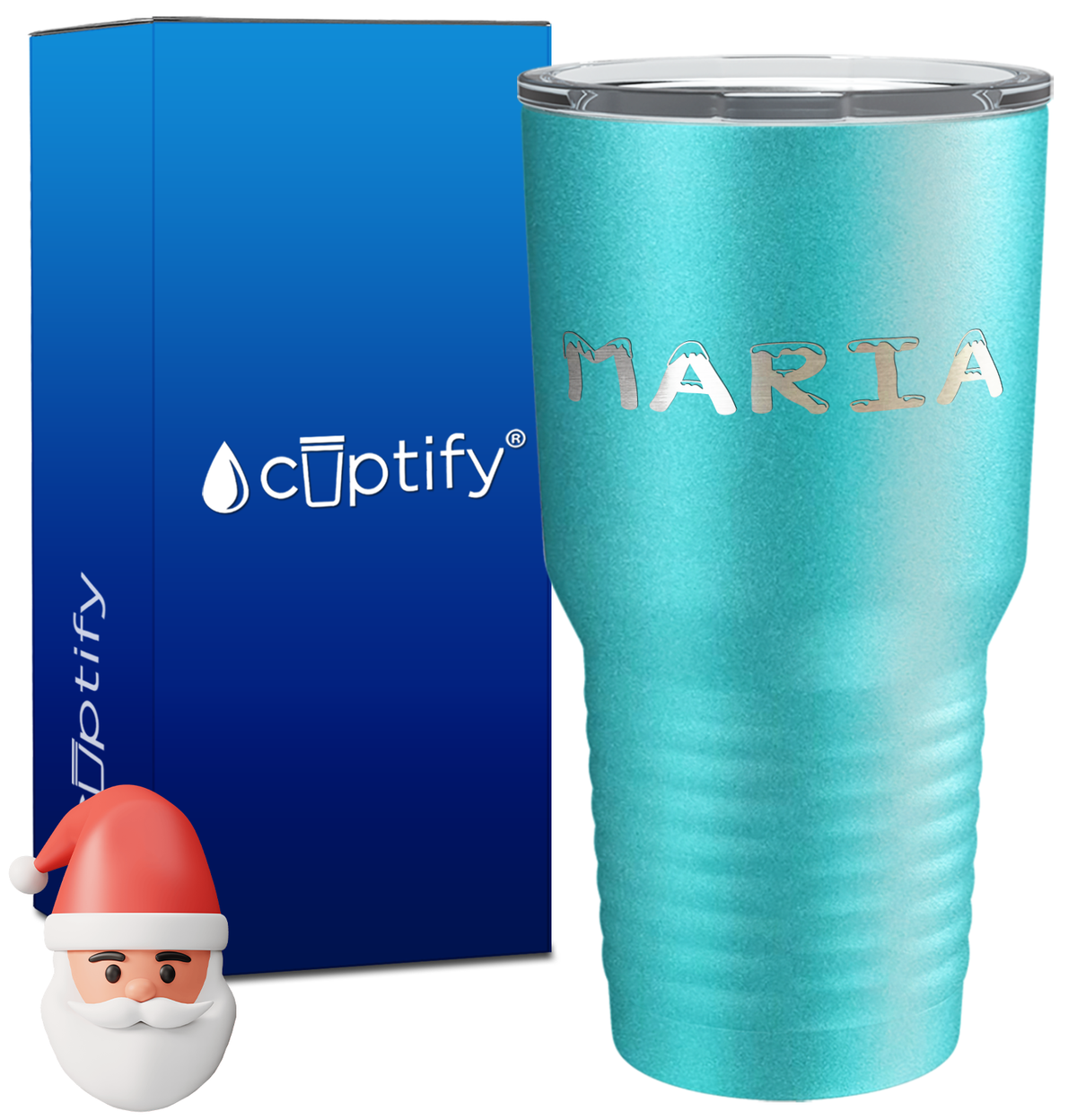 Personalized Snowy Christmas Font on 30oz Tumbler
