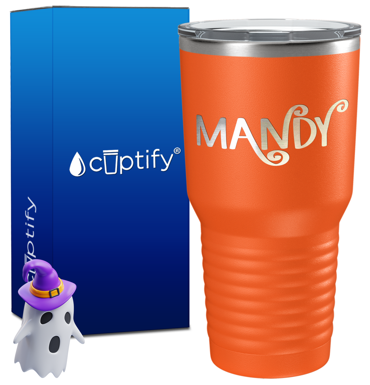 Personalized Curly Spooky Halloween Font on 30oz Tumbler