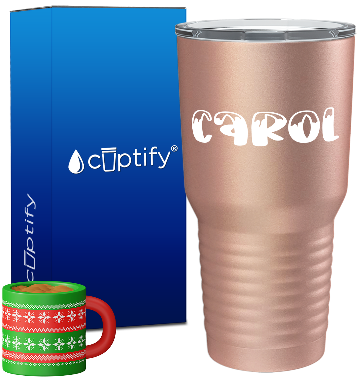 Personalized Frosty Christmas Font on 30oz Tumbler
