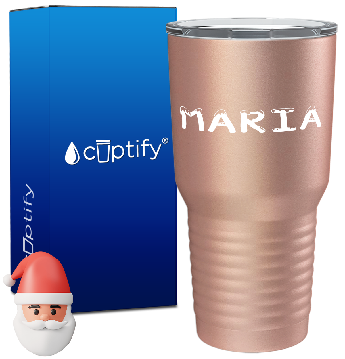 Personalized Snowy Christmas Font on 30oz Tumbler
