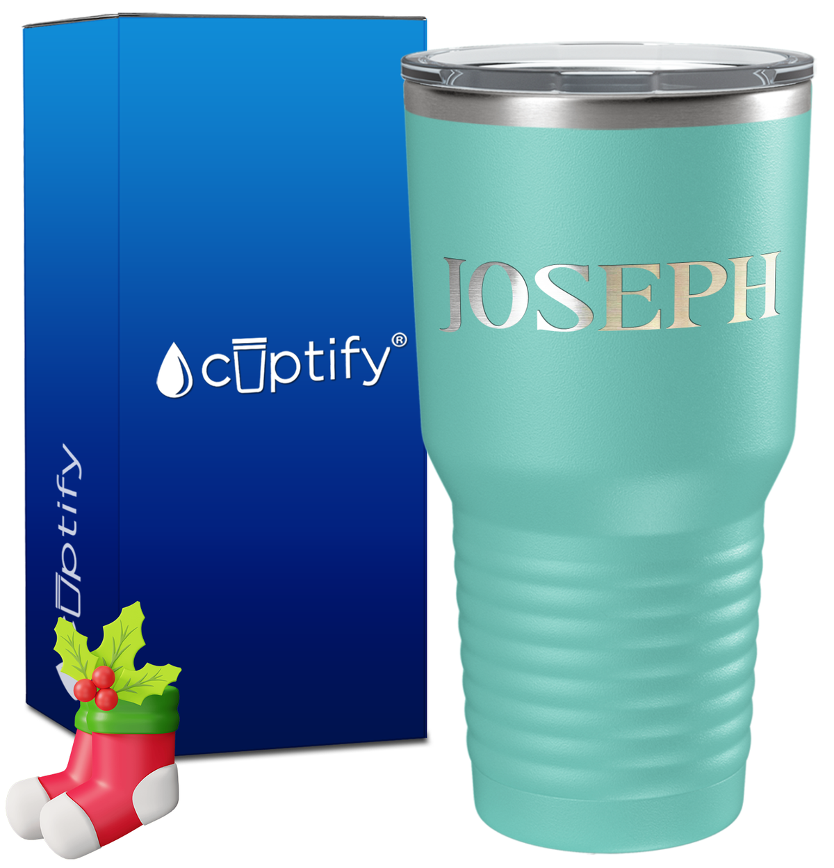 Personalized Merry Christmas Font on 30oz Tumbler