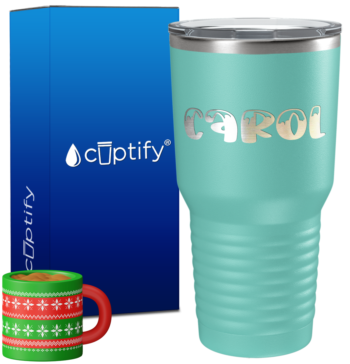 Personalized Frosty Christmas Font on 30oz Tumbler