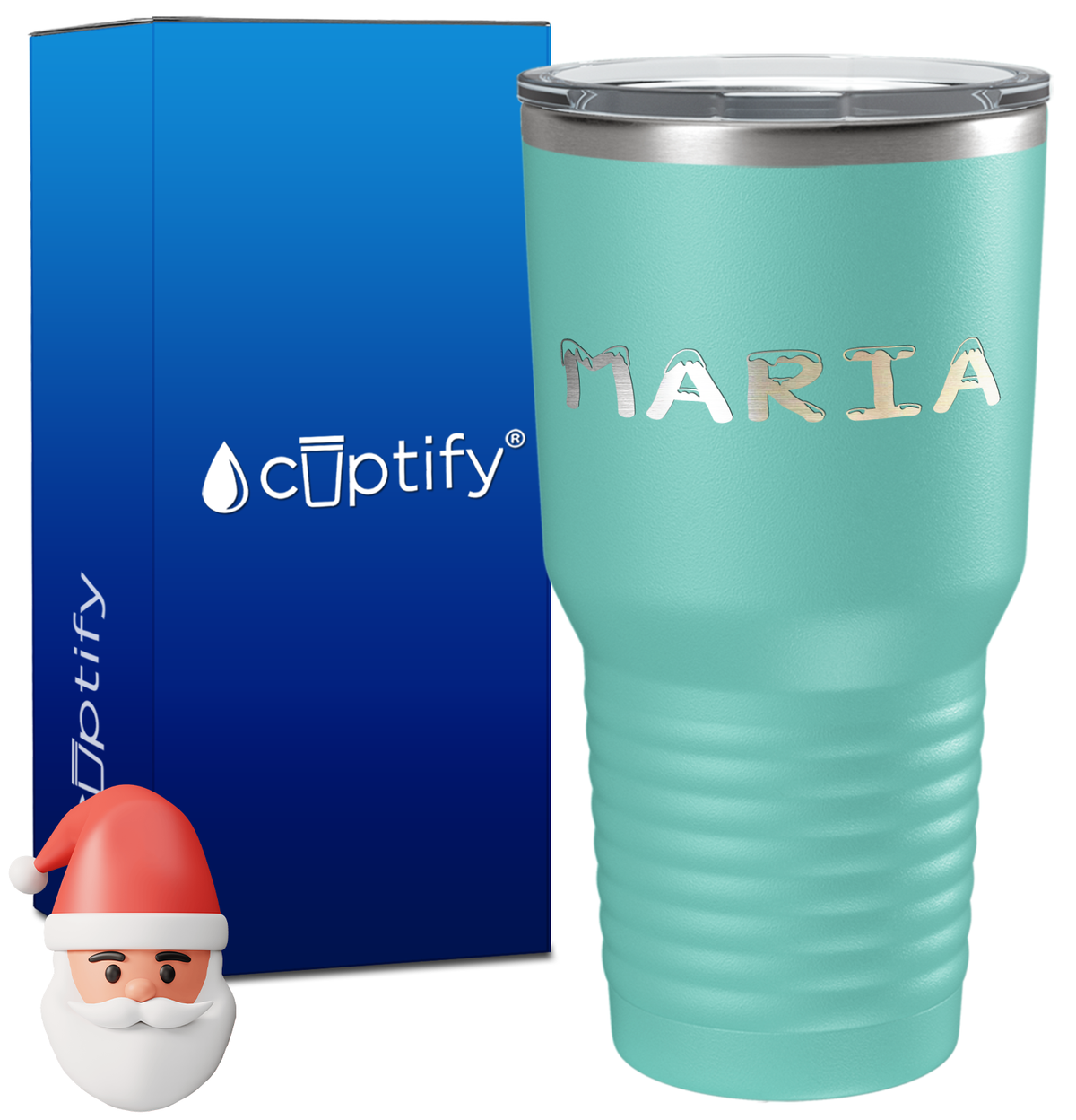 Personalized Snowy Christmas Font on 30oz Tumbler