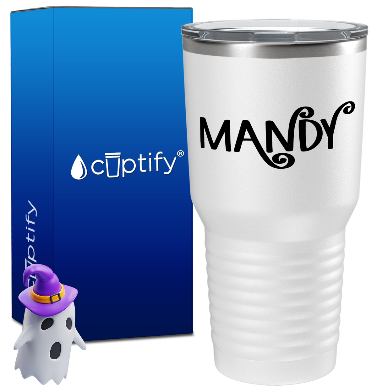 Personalized Curly Spooky Halloween Font on 30oz Tumbler