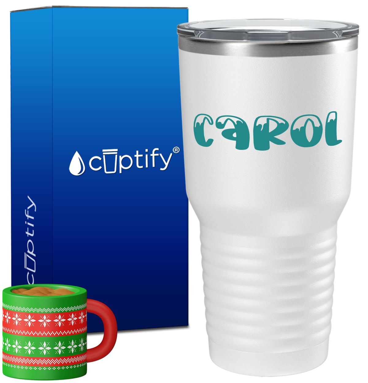 Personalized Frosty Christmas Font on 30oz Tumbler