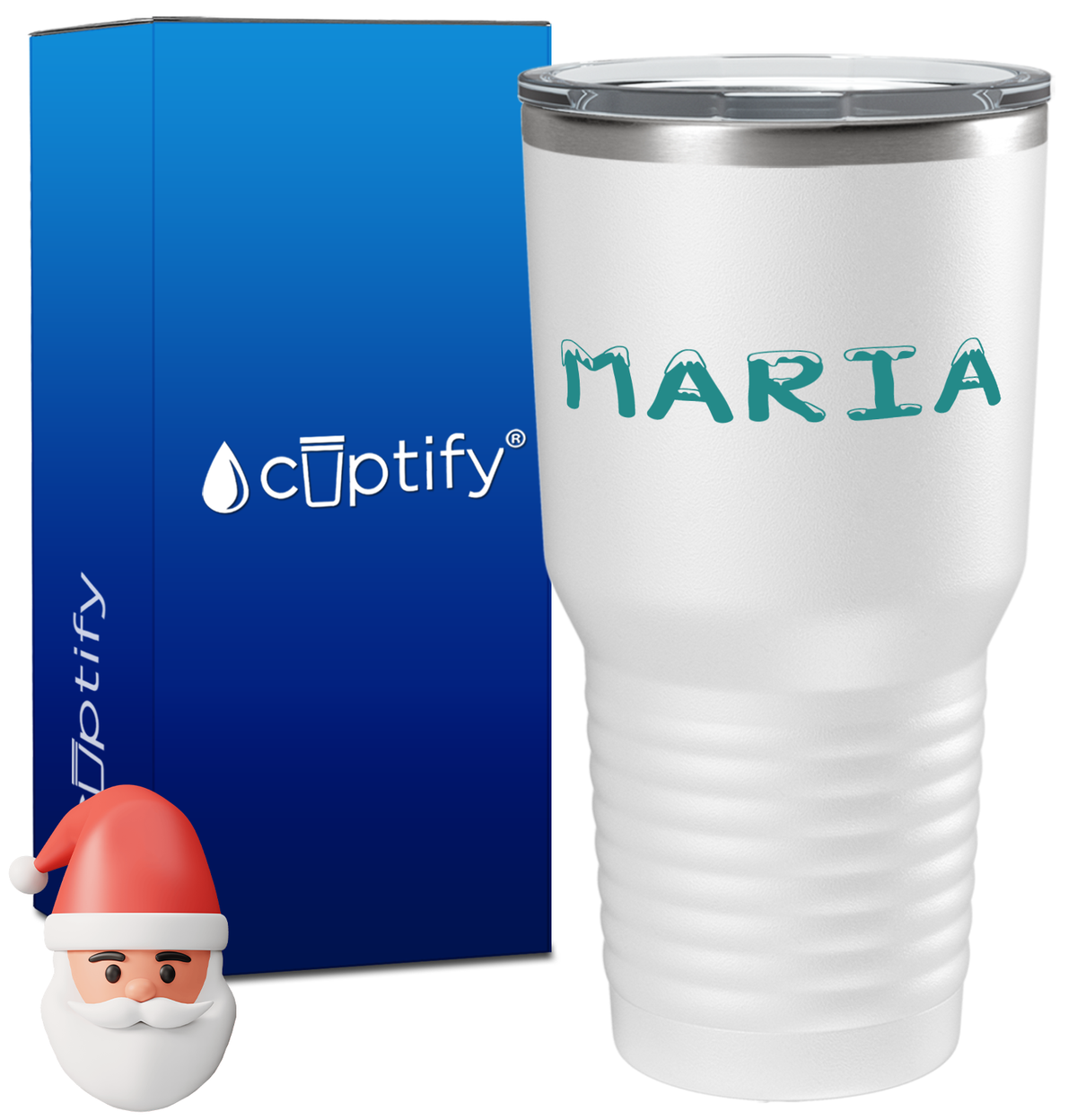Personalized Snowy Christmas Font on 30oz Tumbler
