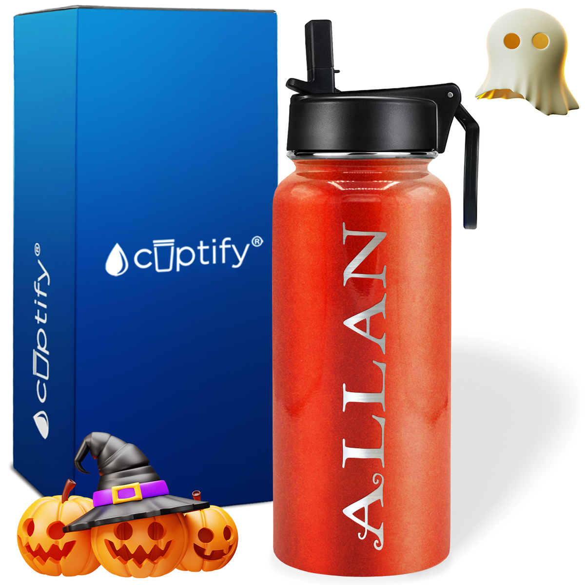 Personalized Eerie Halloween Font on 32oz Wide Mouth