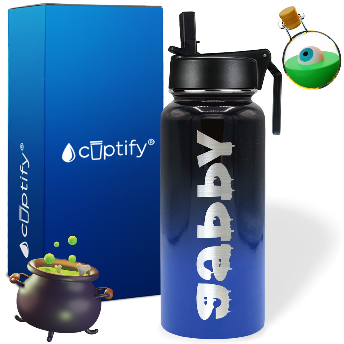 Personalized Haunted Halloween Font on 32oz Wide Mouth