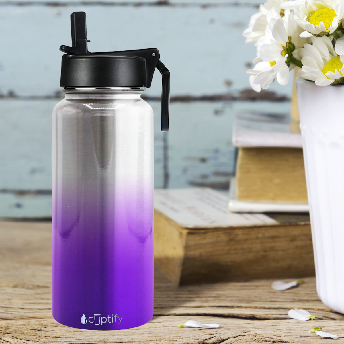 Purple Ombre Translucent 32oz Wide Mouth Water Bottle
