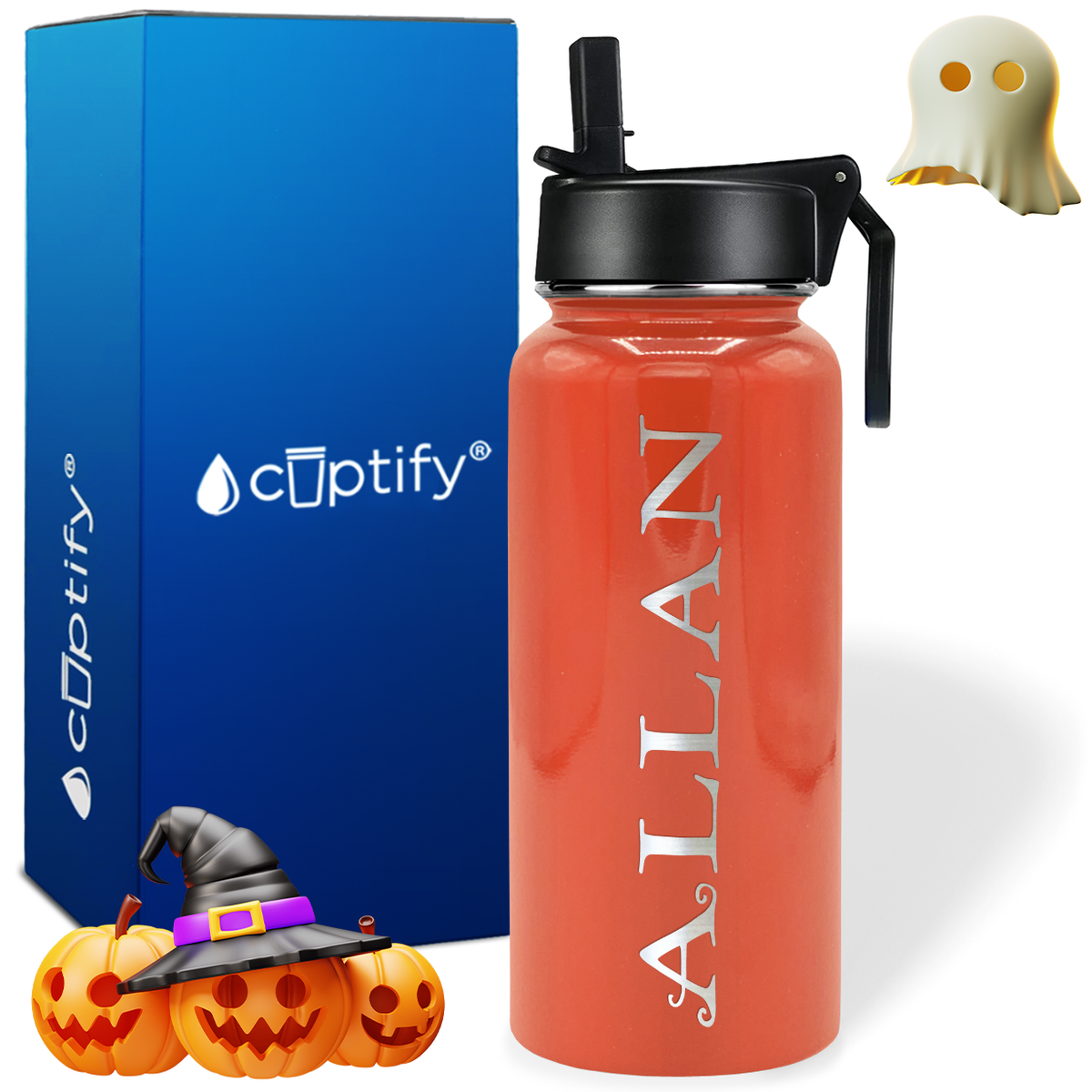 Personalized Eerie Halloween Font on 32oz Wide Mouth