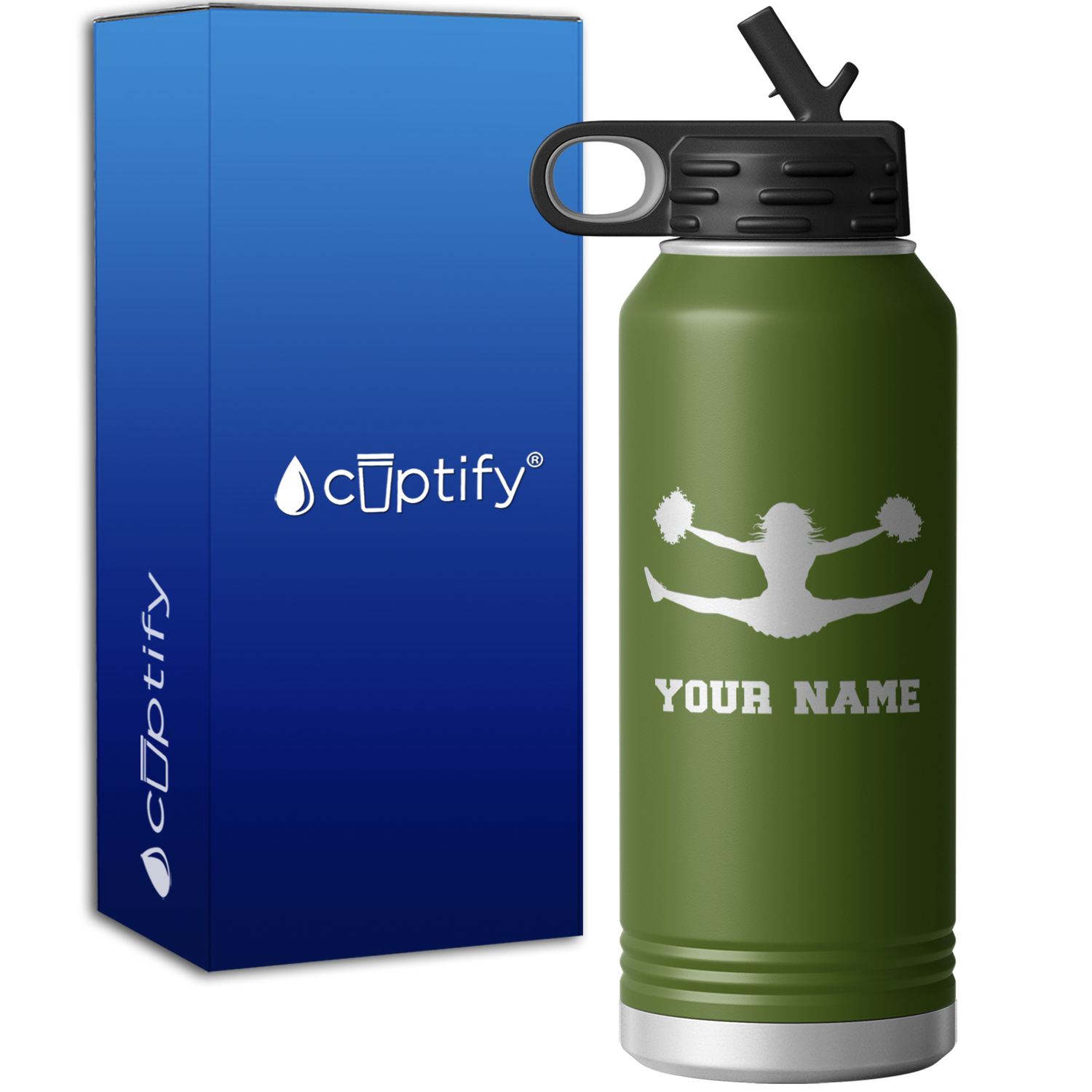 Personalized Cheerleader Flyer 32oz Sport Water Bottle