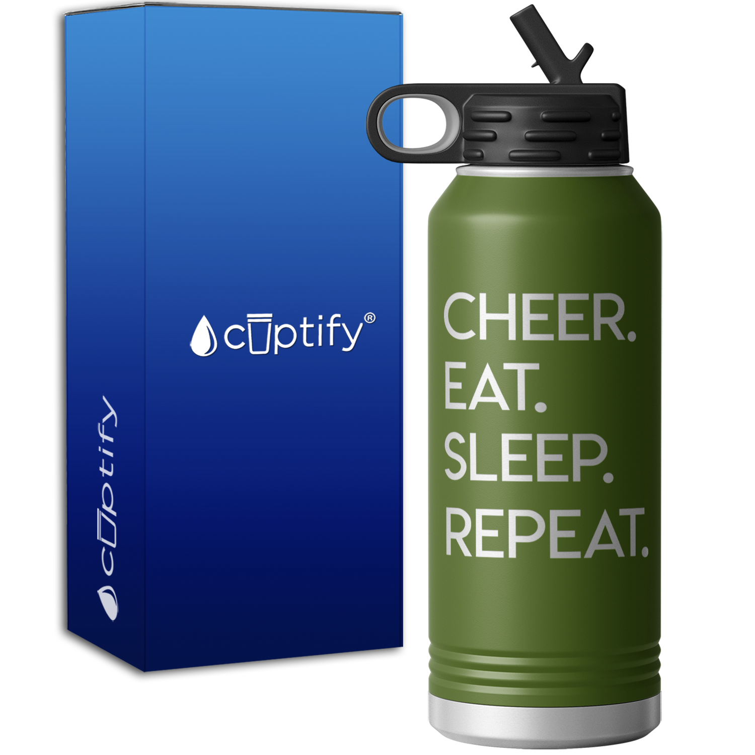 Eat Sleep Cheer Repeat 32oz Sport Water Bottle