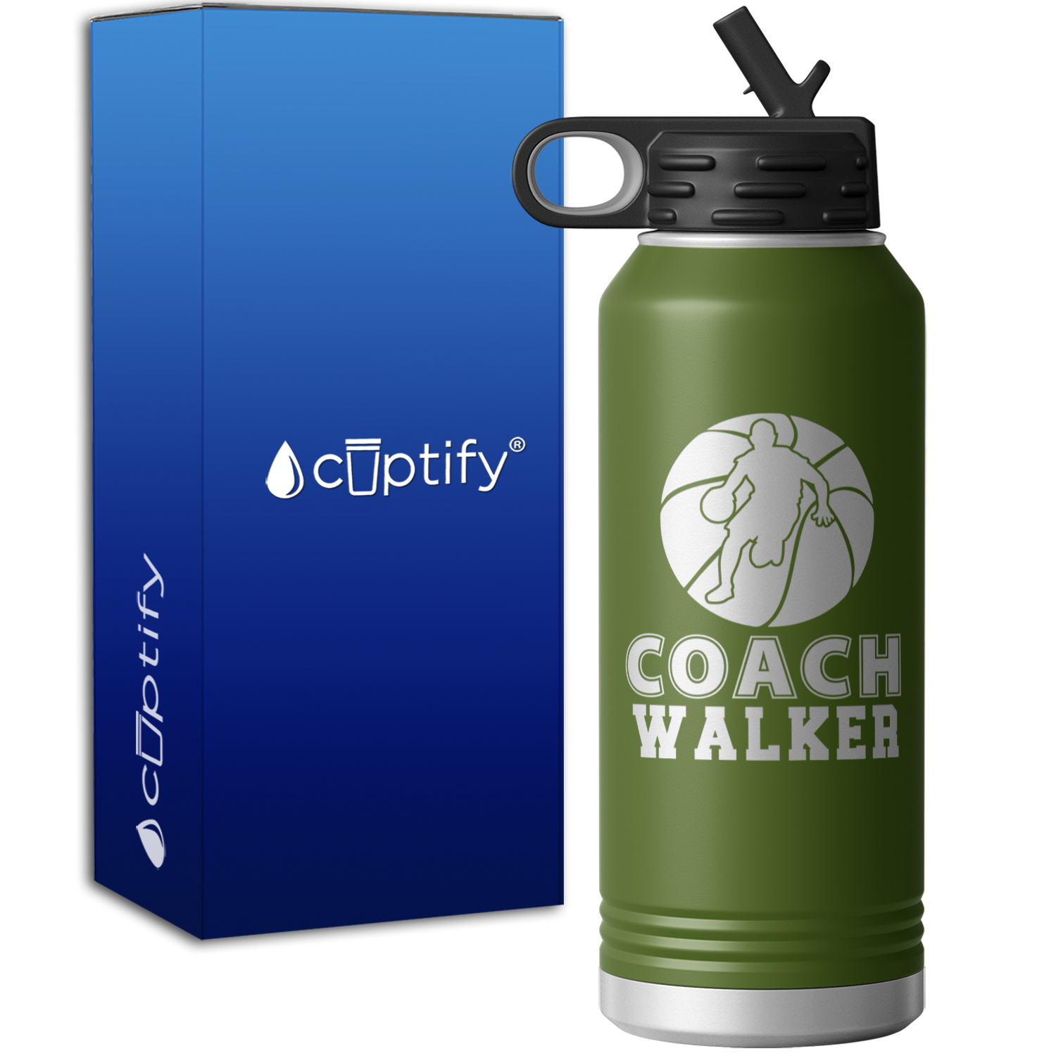 Personalized Basketball Coach Silhouette 32oz Sport Water Bottle