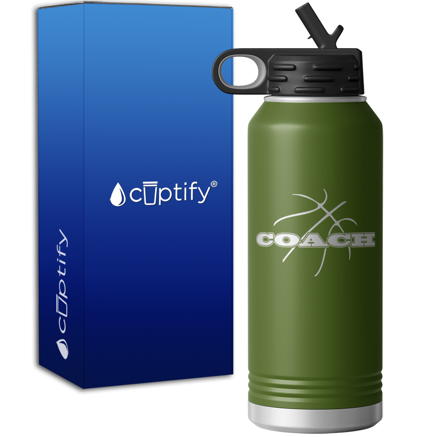 Basketball Coach Silhouette 32oz Sport Water Bottle