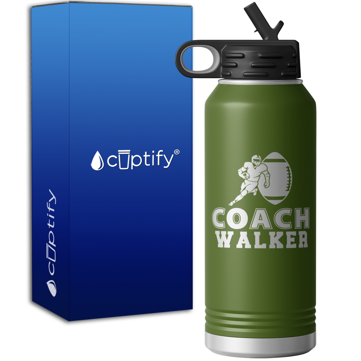 Personalized Football Coach Silhouette 32oz Sport Water Bottle