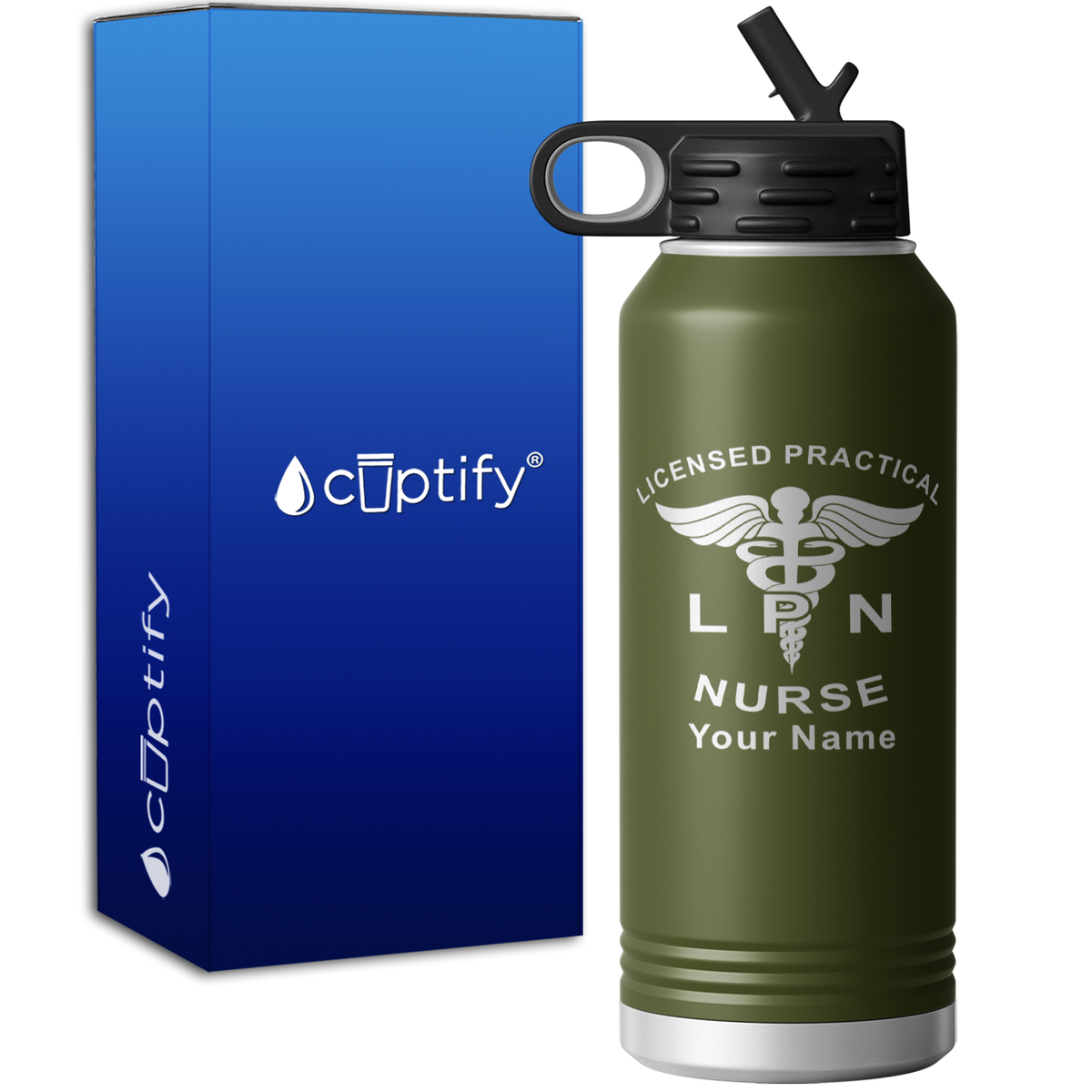Personalized Licensed Practical Nurse 32oz Sport Water Bottle