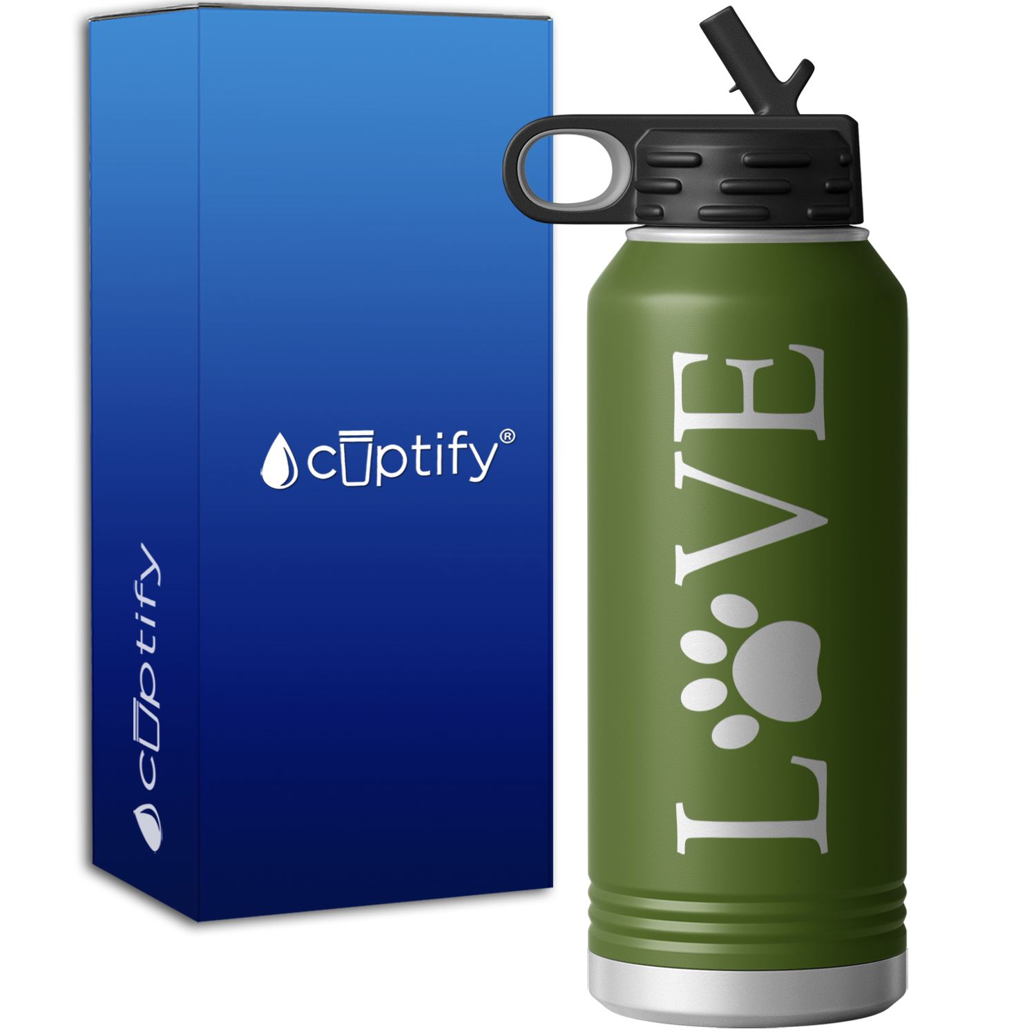 Love Dogs Paws 32oz Sport Water Bottle
