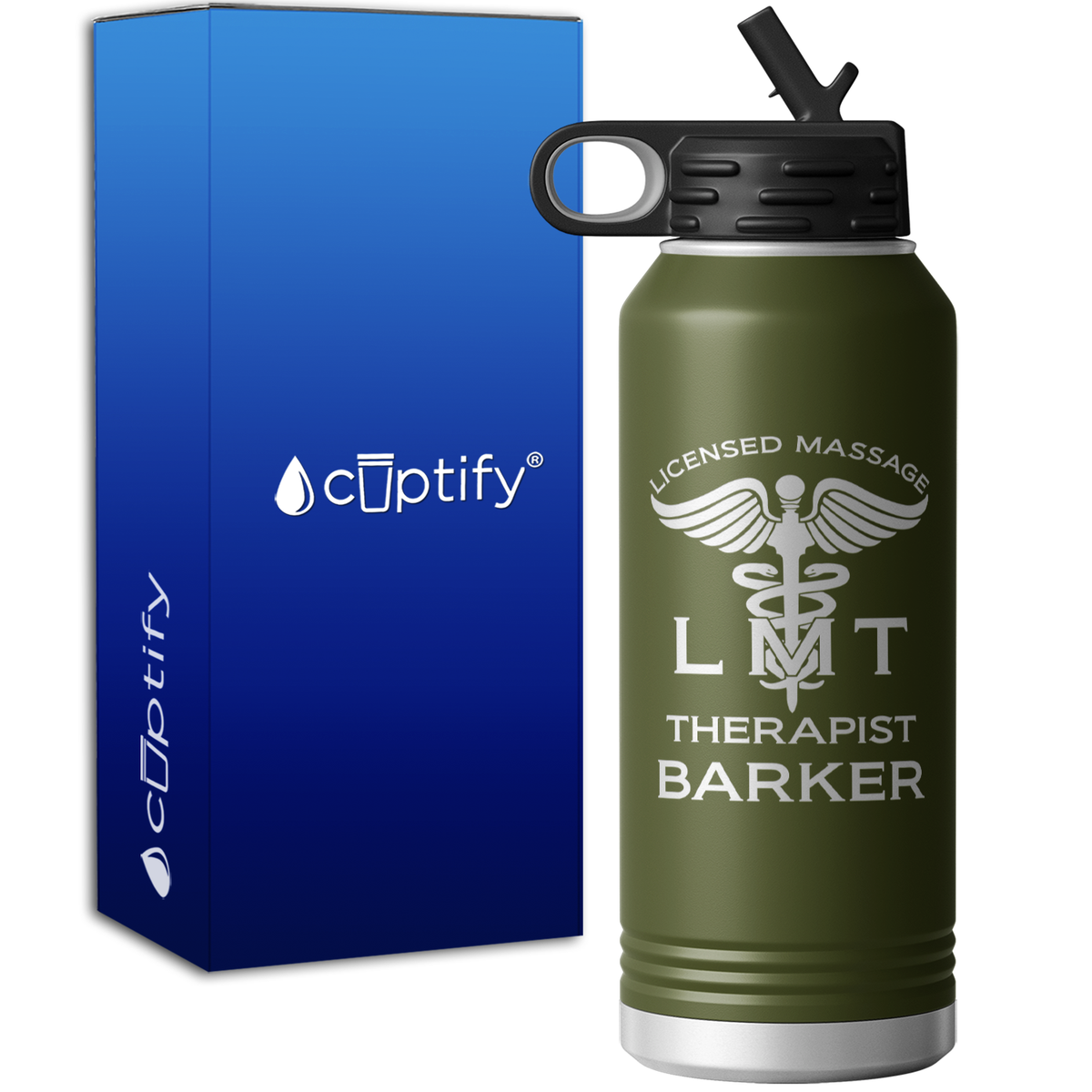 Personalized LMT Licensed Massage Therapist 32oz Sport Water Bottle