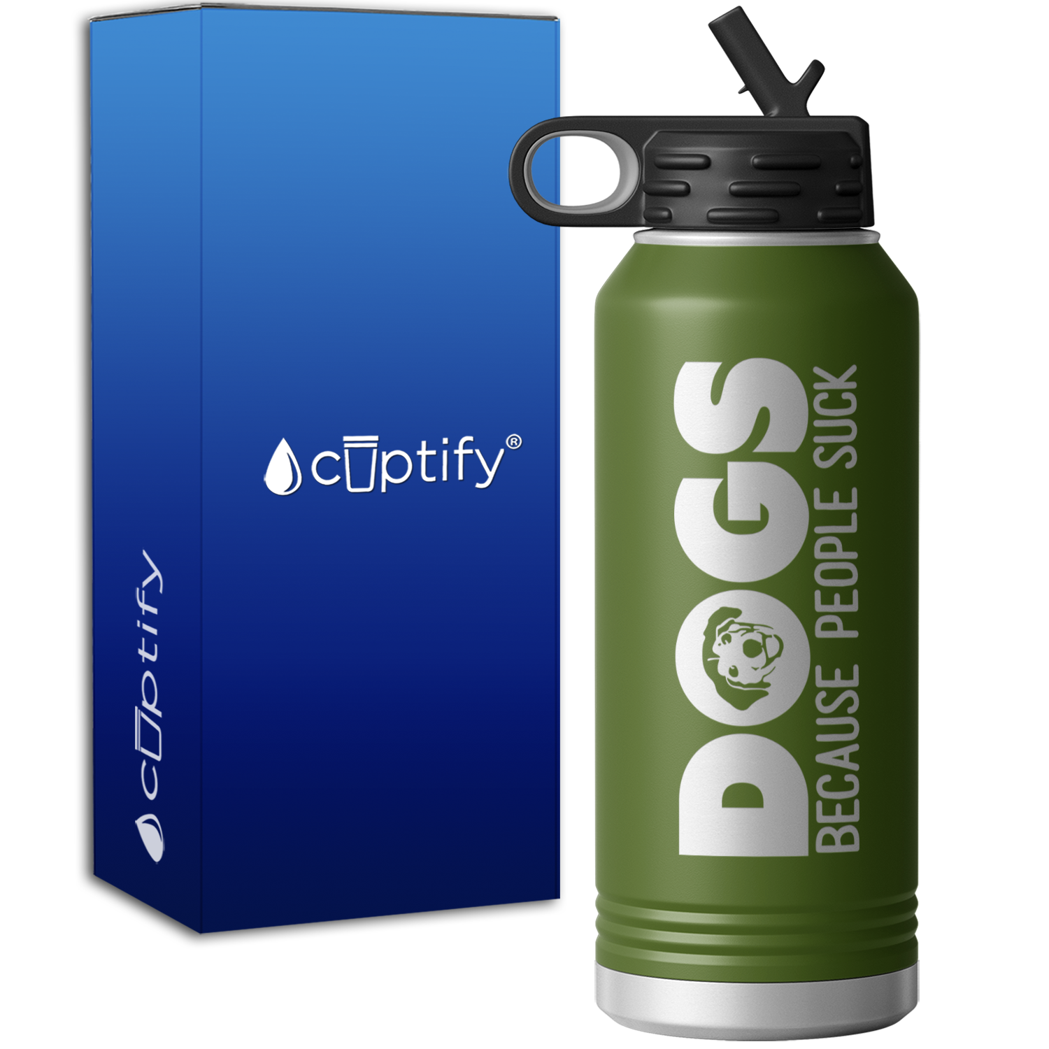 Dogs Because People Suck 32oz Sport Water Bottle