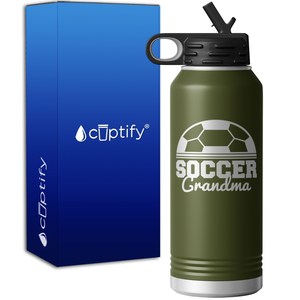 Soccer Grandma Half Ball 32oz Sport Water Bottle