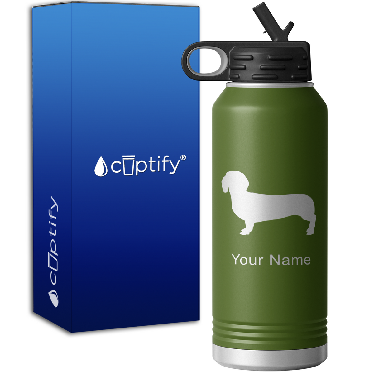 Dachshund Personalized 32oz Sport Water Bottle