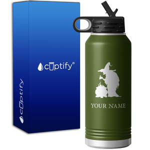 Witch with Cauldron Personalized 32oz Sport Water Bottle