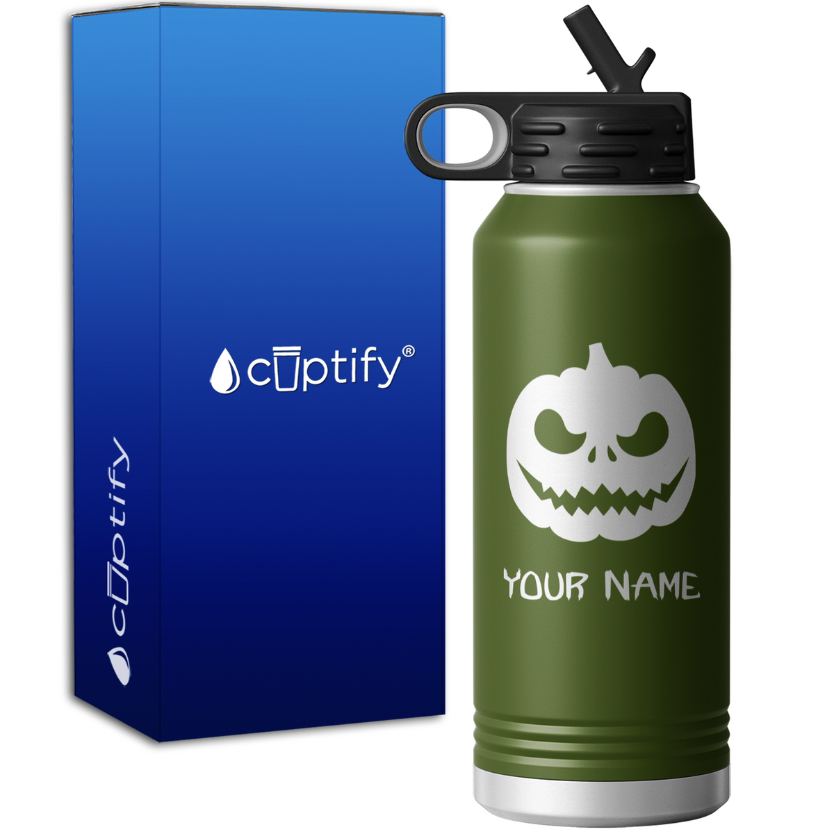 Jack o Lantern Personalized 32oz Sport Water Bottle