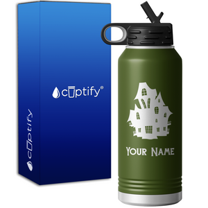 Haunted House Personalized 32oz Sport Water Bottle