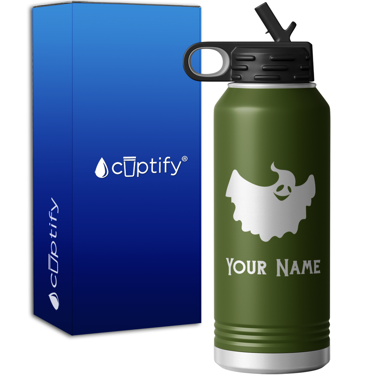 Happy Ghost Personalized 32oz Sport Water Bottle