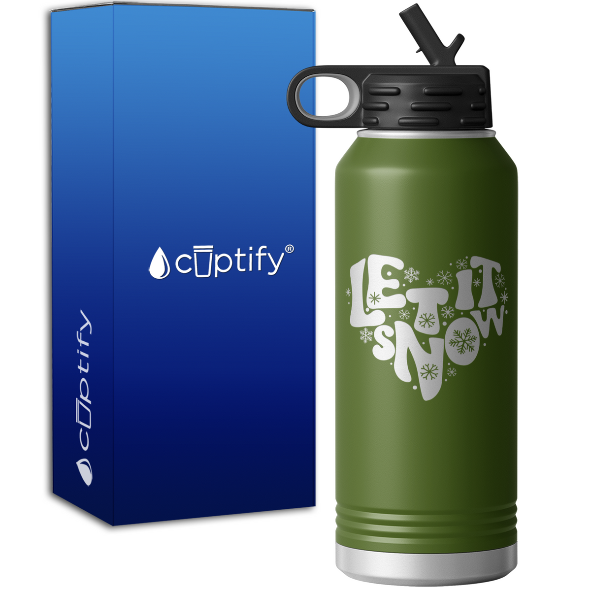 Let it Snow Heart 32oz Sport Water Bottle