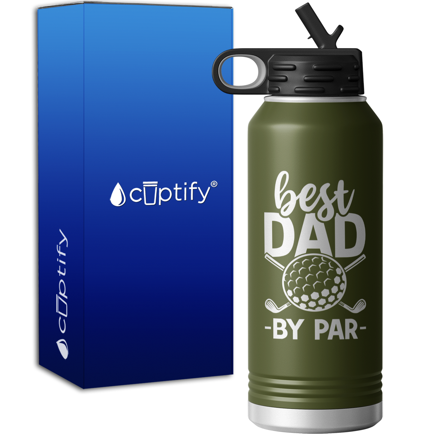 Best Dad by Par 32oz Sport Water Bottle