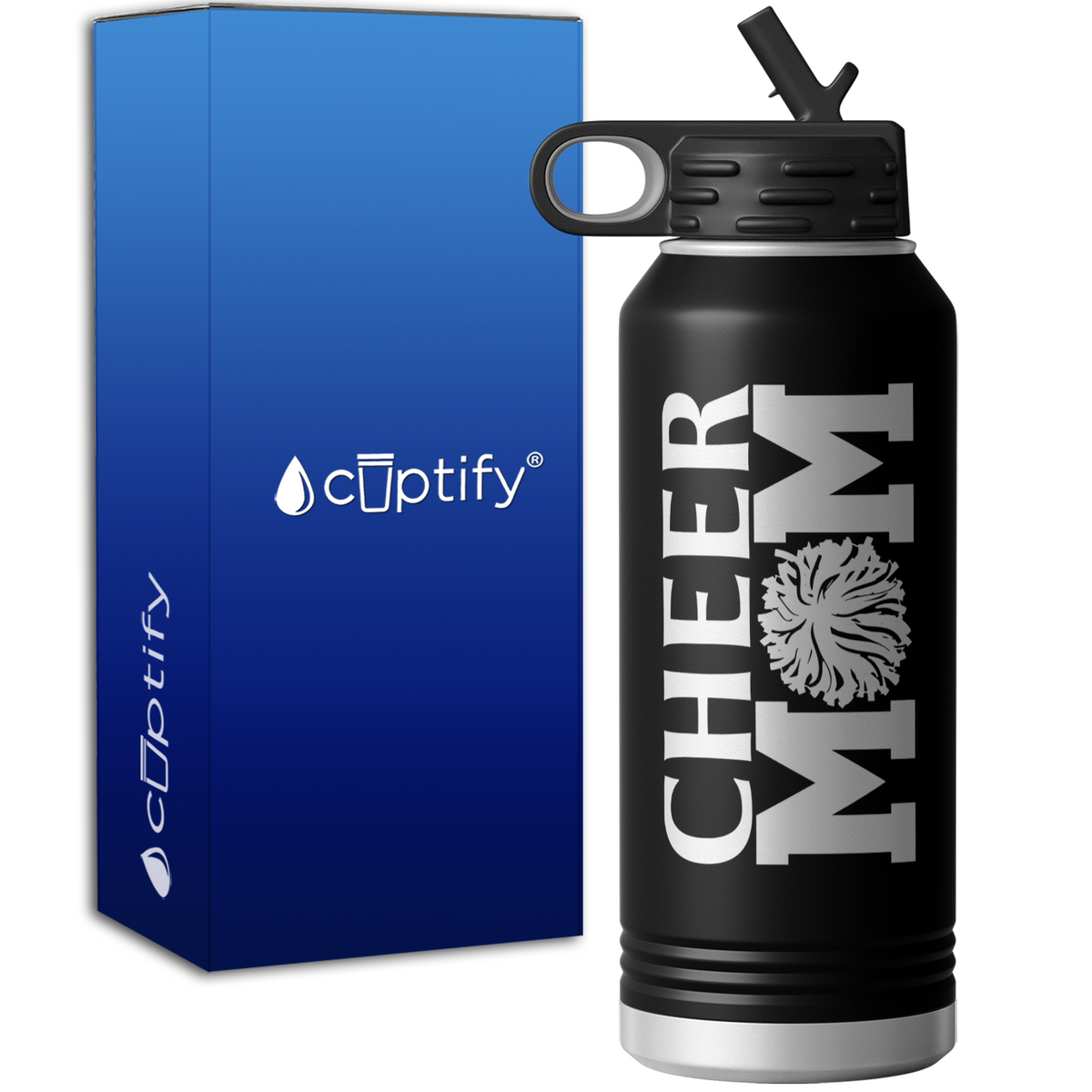 Cheer Mom Pom Pom 32oz Sport Water Bottle
